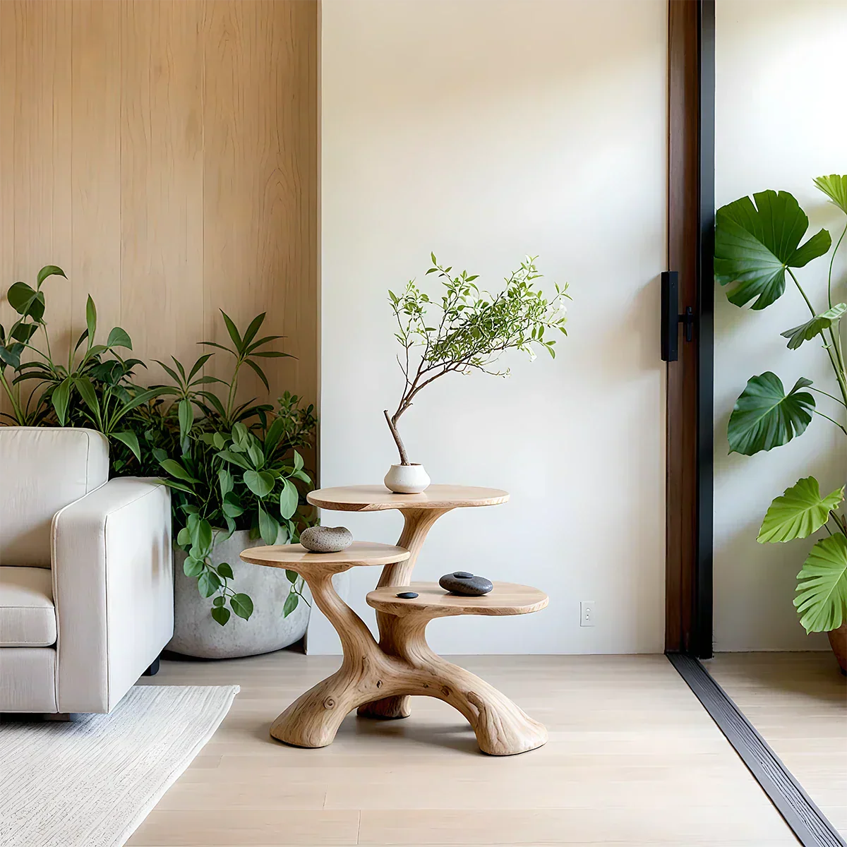 Three-Tier Organic Shape Natural Solid Wood Table - Rustiracraft 
