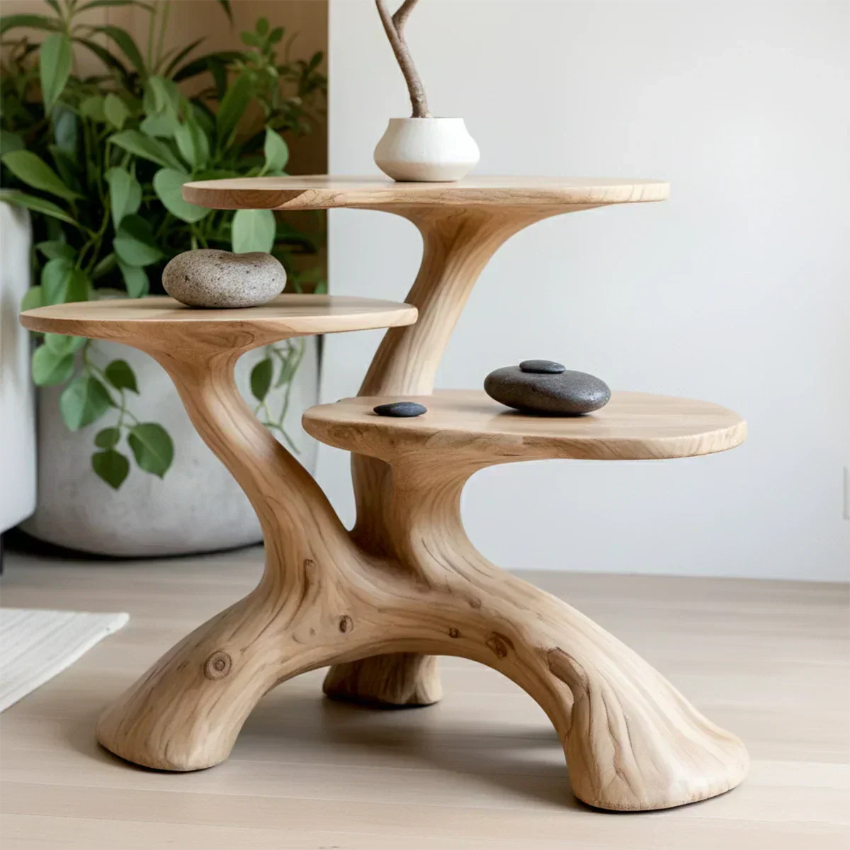 Three-Tier Organic Shape Natural Solid Wood Table - Rustiracraft 