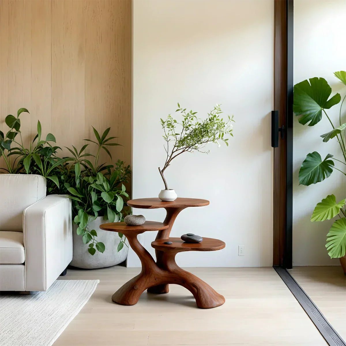 Three-Tier Organic Shape Natural Solid Wood Table - Rustiracraft 