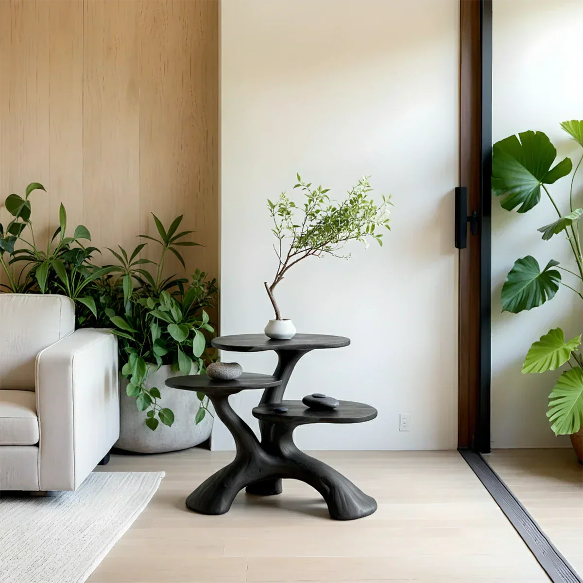 Three-Tier Organic Shape Natural Solid Wood Table - Rustiracraft 