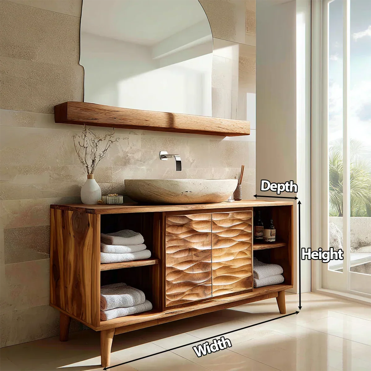 Traditional Bathroom Vanity Cabinet in Handcrafted Natural Solid Wood - Rustiracraft 