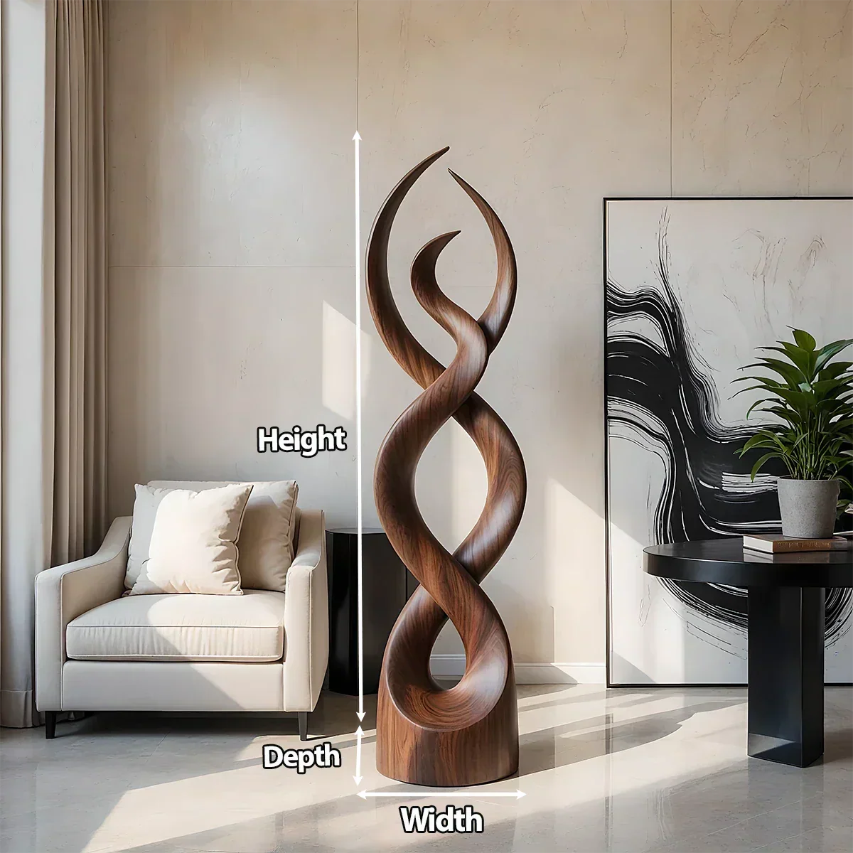 Twisted Harmony Abstract Sculpture for Modern Interiors - Rustiracraft