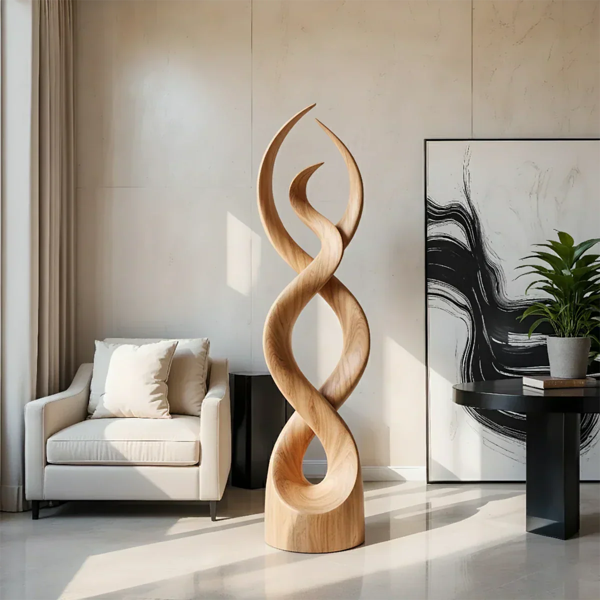 Twisted Harmony Abstract Sculpture for Modern Interiors - Rustiracraft