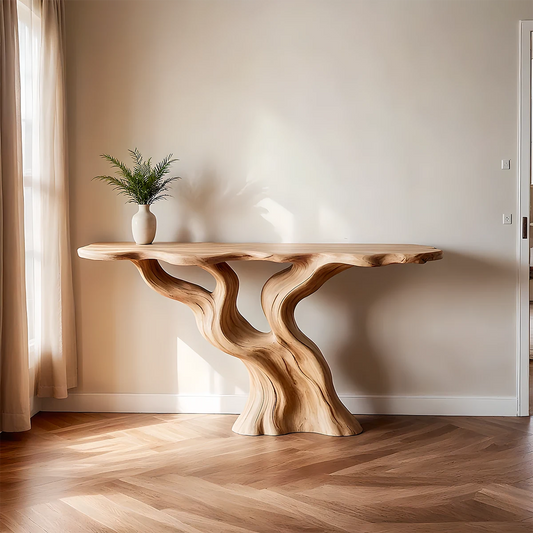 Solid Wood Console Table – Handcrafted Sculptural Form