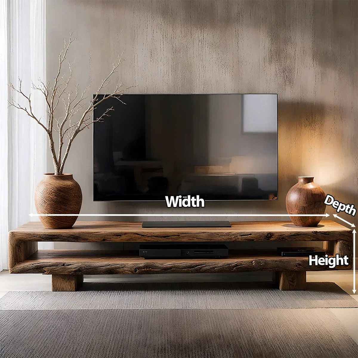 Wabi Sabi Solid Wood TV Stand – Rustic Driftwood Media Console - Rustiracraft 