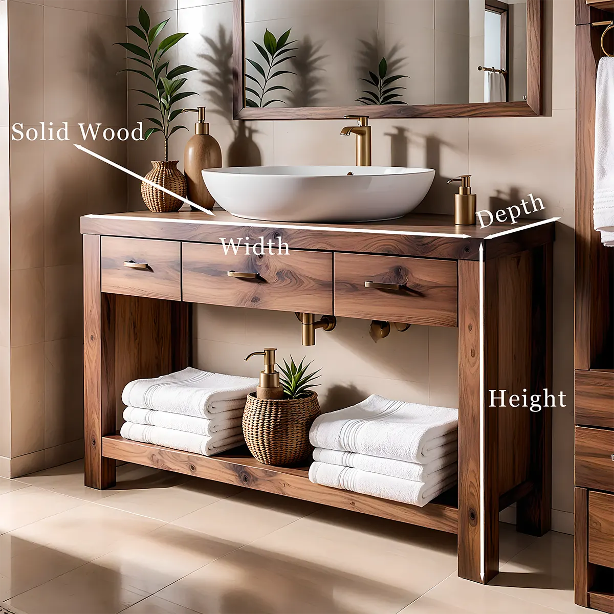 Walnut Essence Vanity – Solid Wood Bathroom Elegance - Rustiracraft 