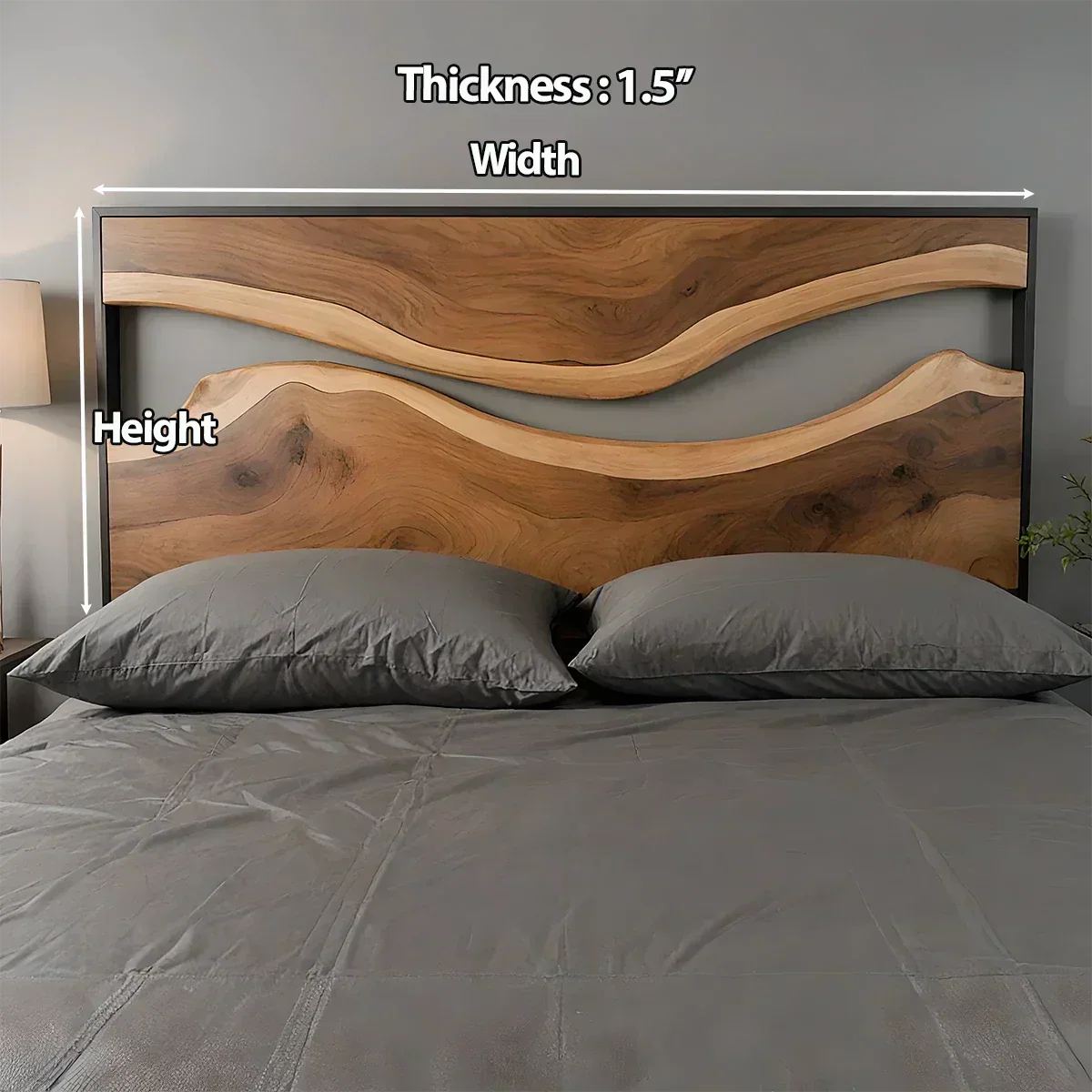 Wave Contour Solid Wood Headboard – Modern Flow Design - Rustiracraft