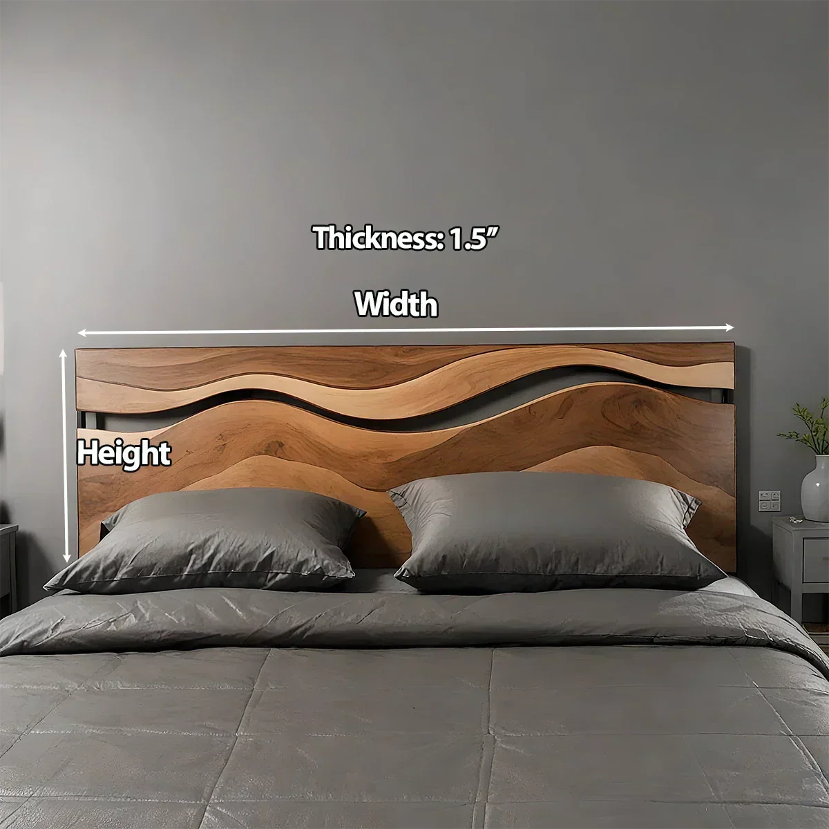 Wave Solid Wood Headboard – Contemporary Natural Flow - Rustiracraft