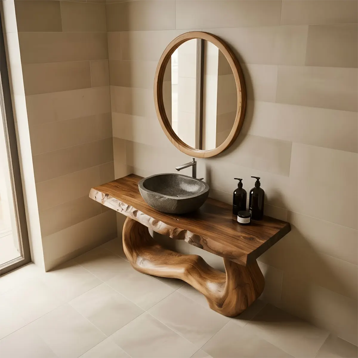 WaveForm Vanity – Sculpted Solid Wood Live Edge Design - Rustiracraft 