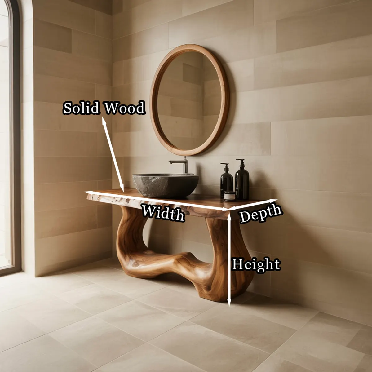 WaveForm Vanity – Sculpted Solid Wood Live Edge Design - Rustiracraft 
