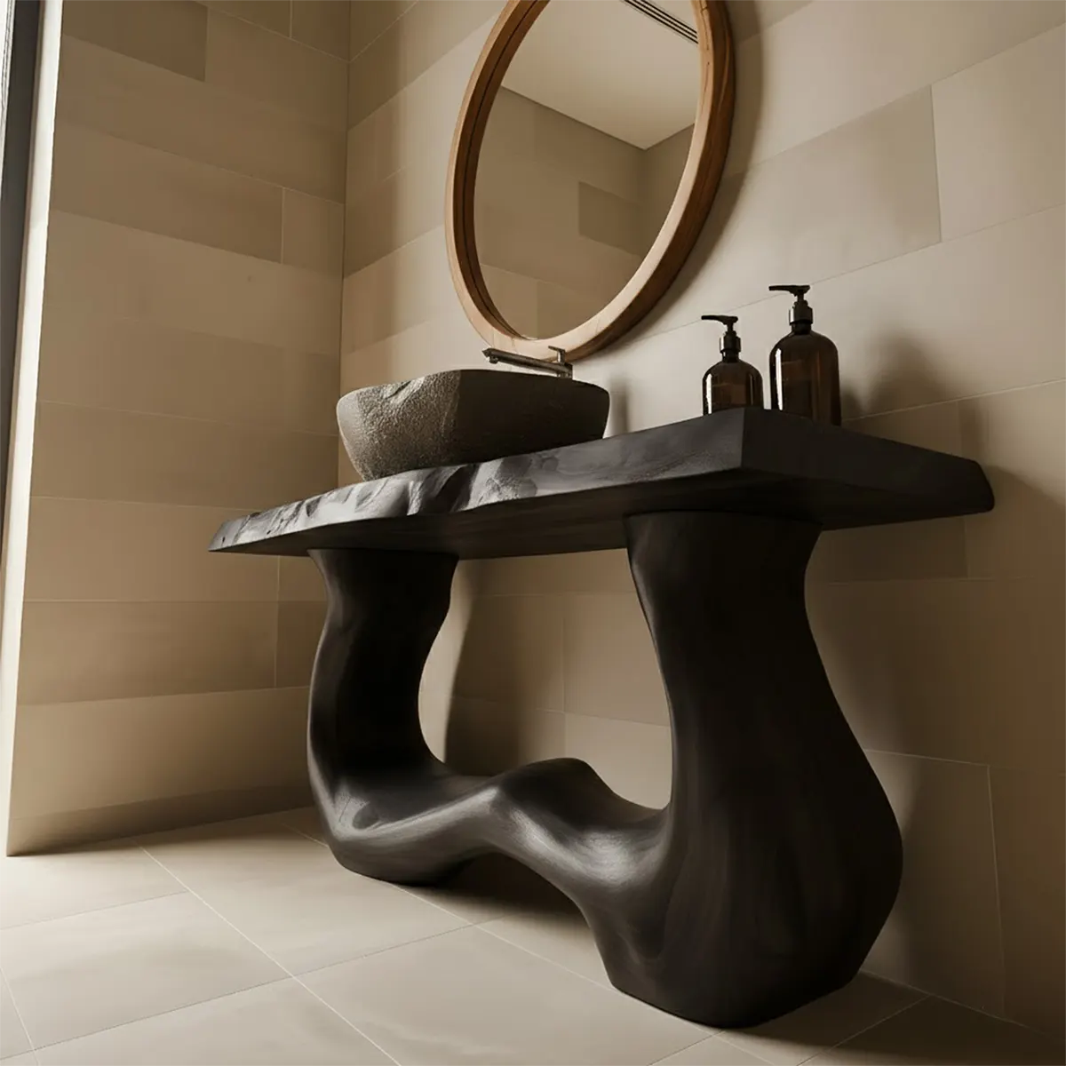 WaveForm Vanity – Sculpted Solid Wood Live Edge Design - Rustiracraft 