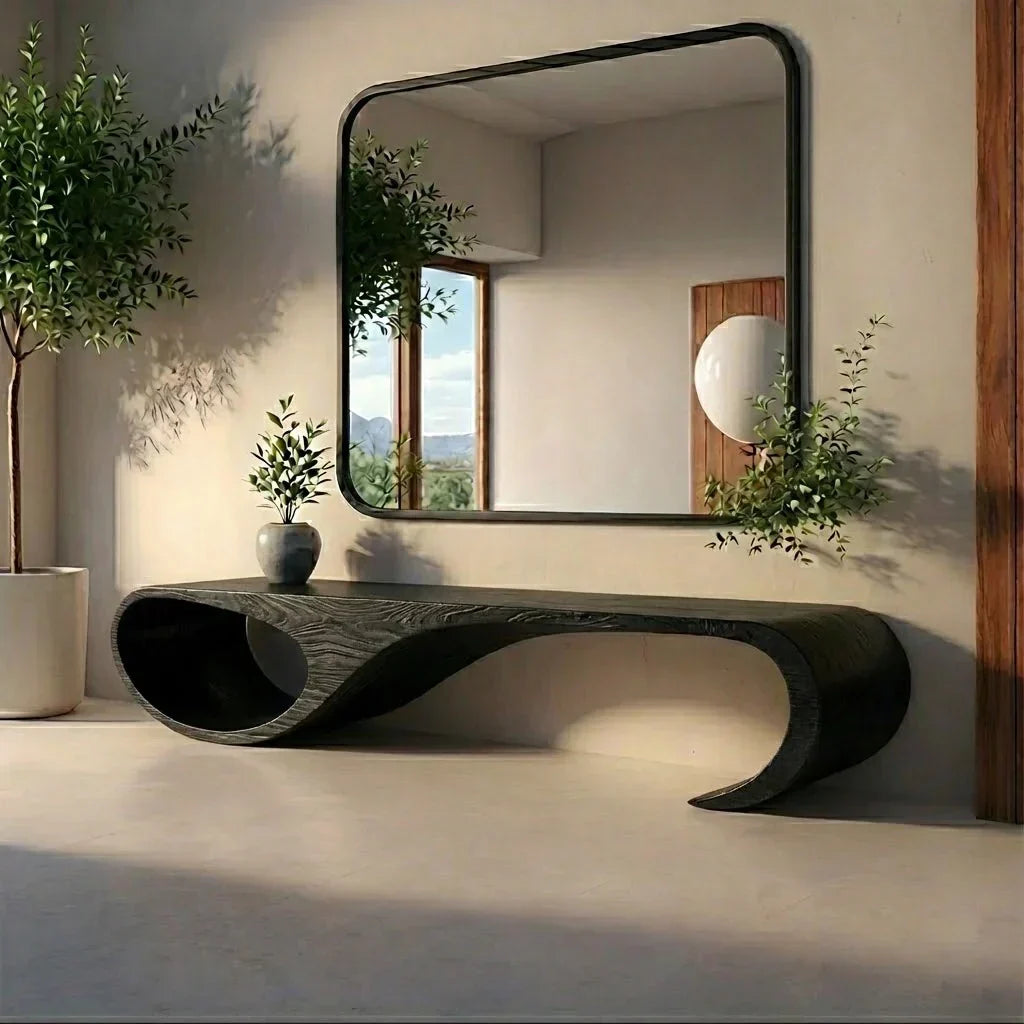 Waveform Sculpted Bench in Natural Solid Wood - Rustiracraft