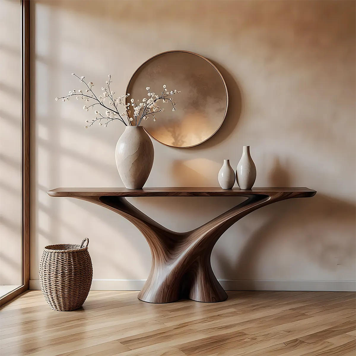 Y-Form Walnut Console Table – Handcrafted Modern Design - Rustiracraft 