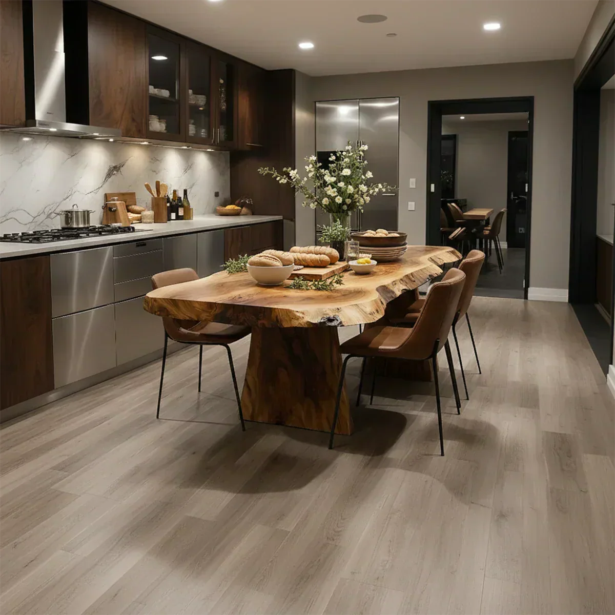 Natural Solid Wood Live-Edge Dining Table - RustiraCraft - 4340